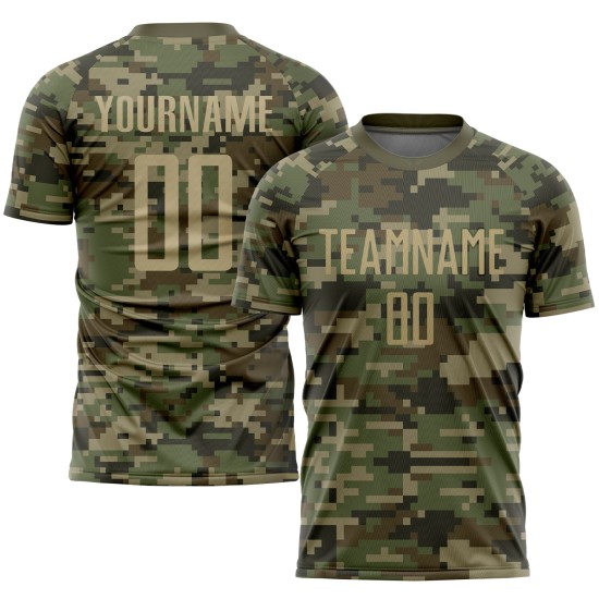 Sublimation Custom Service Uniform Salute Soccer Gold-Olive Jersey Camo To Vegas Sublimation Custom Service Uniform Salute Soccer Gold-Olive Jersey Camo To Vegas
