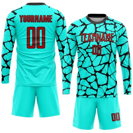 Uniform Soccer Sublimation Red-Black Jersey Custom Aqua Uniform Soccer Sublimation Red-Black Jersey Custom Aqua