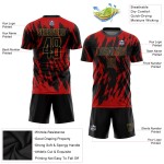 Black-Old Sublimation Jersey Uniform Gold Red Custom Soccer Black-Old Sublimation Jersey Uniform Gold Red Custom Soccer