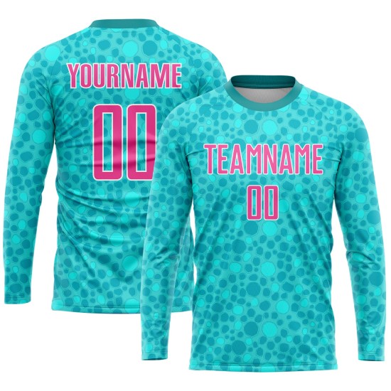 Soccer Pink-White Custom Sublimation Uniform Aqua Jersey Soccer Pink-White Custom Sublimation Uniform Aqua Jersey