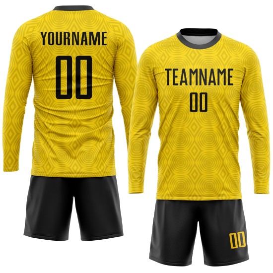 Soccer Gold Sublimation Black Custom Jersey Uniform Soccer Gold Sublimation Black Custom Jersey Uniform