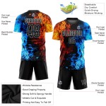 Black-White Jersey Flame Sublimation Figure Soccer Uniform Custom Black-White Jersey Flame Sublimation Figure Soccer Uniform Custom