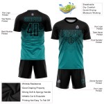 Jersey Soccer Custom Sublimation Uniform Teal Black Jersey Soccer Custom Sublimation Uniform Teal Black