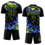 Uniform Custom Soccer Sublimation Black Black Jersey Neon Green-Royal Uniform Custom Soccer Sublimation Black Black Jersey Neon Green-Royal