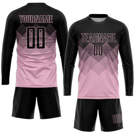 Custom Uniform Light Pink Jersey Sublimation Soccer Black Custom Uniform Light Pink Jersey Sublimation Soccer Black