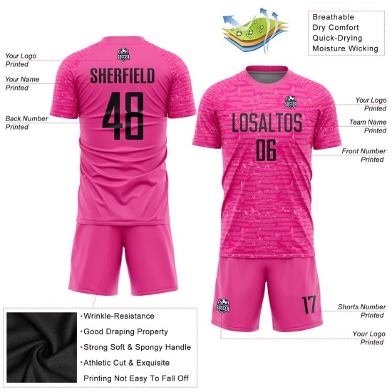 Uniform Black Custom Pink Jersey Soccer Sublimation Uniform Black Custom Pink Jersey Soccer Sublimation