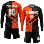 Orange-Old Black Pattern Sublimation Graffiti Uniform Custom Jersey White Scratch Soccer Gold Orange-Old Black Pattern Sublimation Graffiti Uniform Custom Jersey White Scratch Soccer Gold