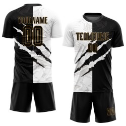 Pattern Scratch Black-Old Gold Uniform Custom Jersey Soccer Sublimation Graffiti Pattern Scratch Black-Old Gold Uniform Custom Jersey Soccer Sublimation Graffiti