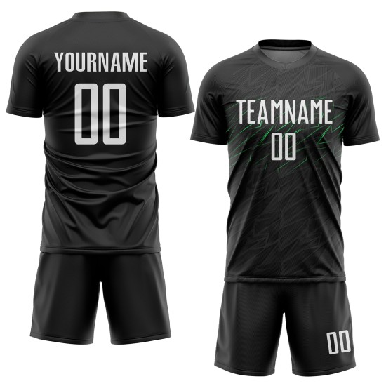 Black Custom White-Neon Soccer Jersey Uniform Sublimation Green Black Custom White-Neon Soccer Jersey Uniform Sublimation Green