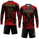 Black-Old Sublimation Jersey Uniform Gold Red Custom Soccer Black-Old Sublimation Jersey Uniform Gold Red Custom Soccer