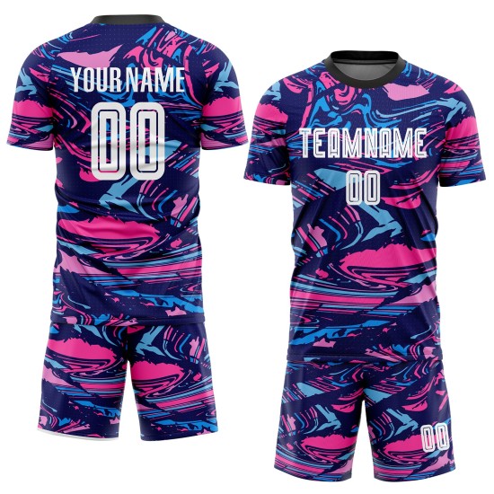 Soccer Uniform Custom Sublimation Jersey White-Pink Figure Soccer Uniform Custom Sublimation Jersey White-Pink Figure