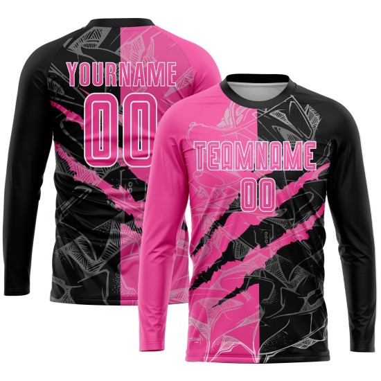 Pattern Uniform Pink Graffiti Custom Soccer Scratch Sublimation Black-White Jersey Pattern Uniform Pink Graffiti Custom Soccer Scratch Sublimation Black-White Jersey