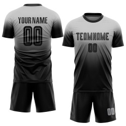 Black Jersey Sublimation Soccer Fade Fashion Custom Uniform Gray Black Jersey Sublimation Soccer Fade Fashion Custom Uniform Gray