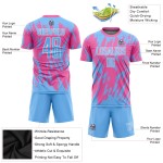 Light Custom Blue-White Soccer Jersey Uniform Pink Sublimation Light Custom Blue-White Soccer Jersey Uniform Pink Sublimation