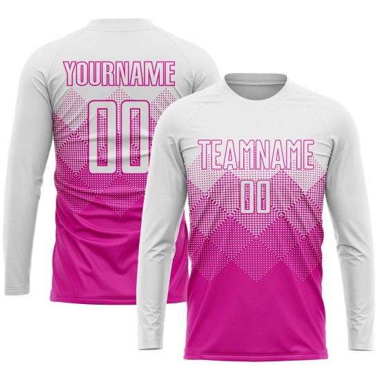 Uniform White Deep Pink Custom Sublimation Soccer Jersey Uniform White Deep Pink Custom Sublimation Soccer Jersey
