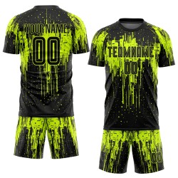 Green Jersey Uniform Neon Sublimation Soccer Custom Black Green Jersey Uniform Neon Sublimation Soccer Custom Black