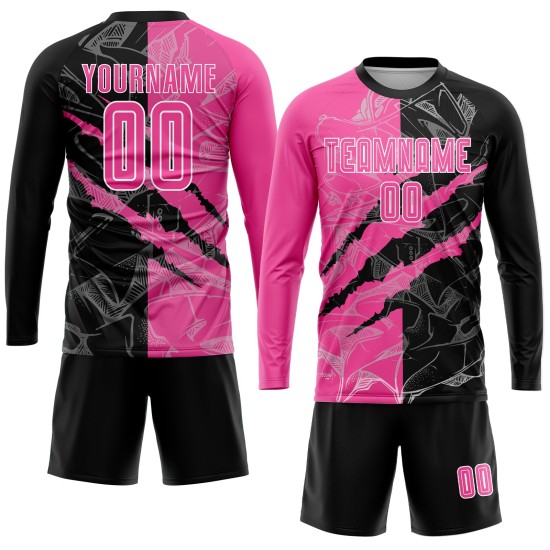 Pattern Uniform Pink Graffiti Custom Soccer Scratch Sublimation Black-White Jersey Pattern Uniform Pink Graffiti Custom Soccer Scratch Sublimation Black-White Jersey