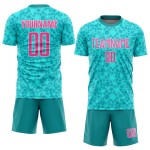 Soccer Pink-White Custom Sublimation Uniform Aqua Jersey Soccer Pink-White Custom Sublimation Uniform Aqua Jersey