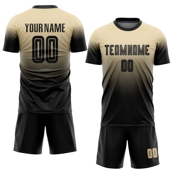 Soccer Black Uniform Custom Jersey Cream Fade Fashion Sublimation Soccer Black Uniform Custom Jersey Cream Fade Fashion Sublimation