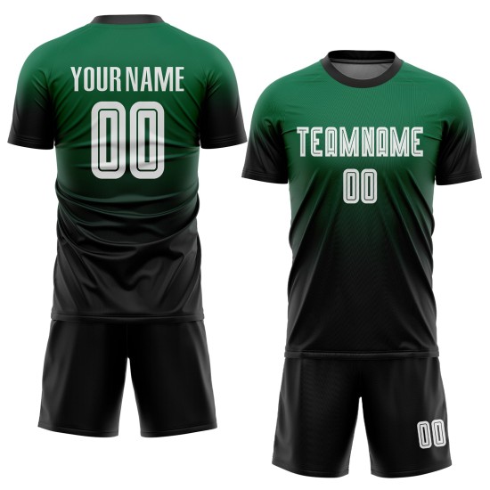 Uniform Fade Green White-Black Soccer Jersey Sublimation Kelly Custom Fashion Uniform Fade Green White-Black Soccer Jersey Sublimation Kelly Custom Fashion