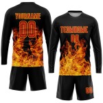 Sublimation Red-Gold Black Flame Soccer Uniform Custom Jersey Sublimation Red-Gold Black Flame Soccer Uniform Custom Jersey