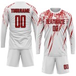 Sublimation White Soccer Custom Red-Black Uniform Jersey Sublimation White Soccer Custom Red-Black Uniform Jersey