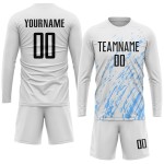 Custom White Blue Jersey Black-Light Sublimation Uniform Soccer Custom White Blue Jersey Black-Light Sublimation Uniform Soccer