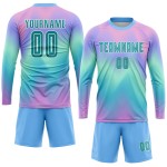 Soccer Tie Dye Custom Uniform Jersey Sublimation Teal-White Soccer Tie Dye Custom Uniform Jersey Sublimation Teal-White