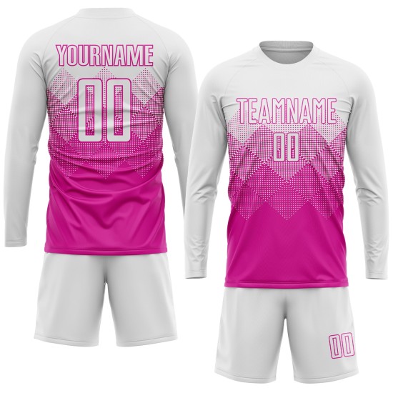 Uniform White Deep Pink Custom Sublimation Soccer Jersey Uniform White Deep Pink Custom Sublimation Soccer Jersey