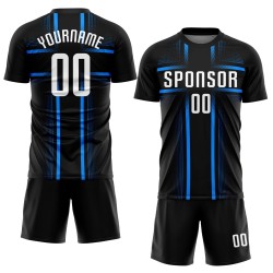 Soccer Custom Blue Uniform White-Light Black Sublimation Jersey Soccer Custom Blue Uniform White-Light Black Sublimation Jersey