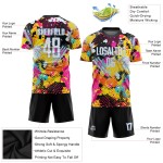 Pattern Uniform Custom Jersey Soccer White-Light Blue Graffiti Sublimation Pattern Uniform Custom Jersey Soccer White-Light Blue Graffiti Sublimation
