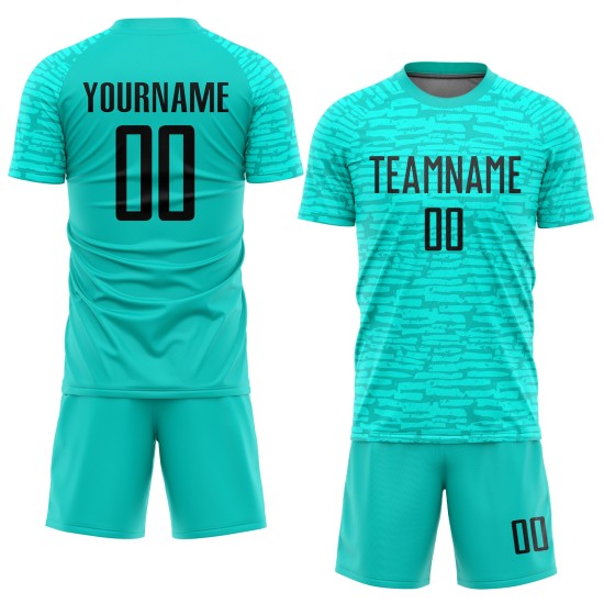 Uniform Custom Aqua Sublimation Soccer Jersey Black Uniform Custom Aqua Sublimation Soccer Jersey Black