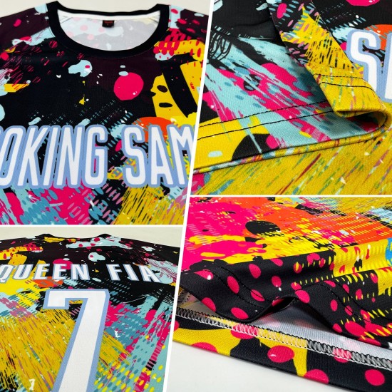 Pattern Uniform Custom Jersey Soccer White-Light Blue Graffiti Sublimation Pattern Uniform Custom Jersey Soccer White-Light Blue Graffiti Sublimation