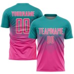 Uniform Sublimation Jersey Soccer Custom Teal Pink-Cream Uniform Sublimation Jersey Soccer Custom Teal Pink-Cream