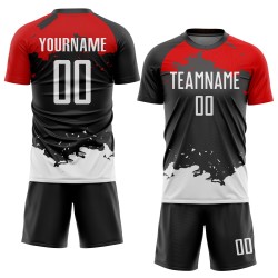 Uniform Soccer Black White-Red Custom Sublimation Jersey Uniform Soccer Black White-Red Custom Sublimation Jersey