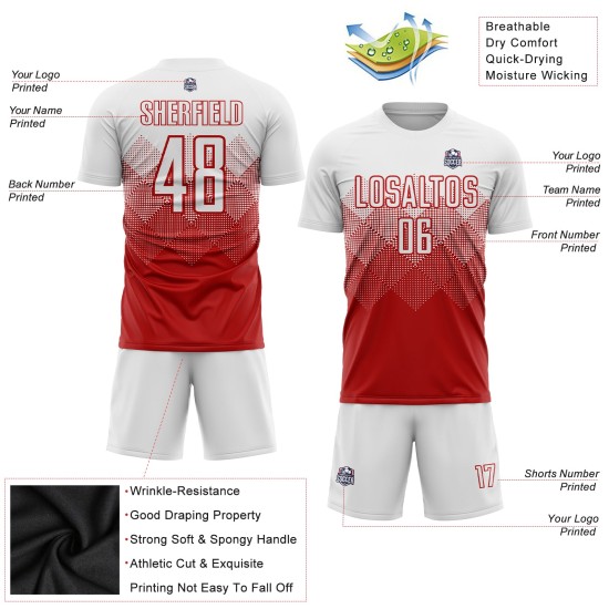Red Sublimation White Soccer Uniform Jersey Custom Red Sublimation White Soccer Uniform Jersey Custom