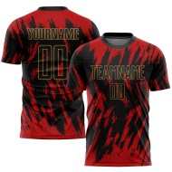 Black-Old Sublimation Jersey Uniform Gold Red Custom Soccer