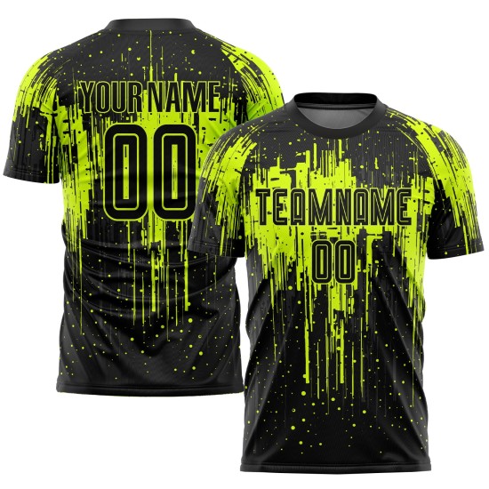 Green Jersey Uniform Neon Sublimation Soccer Custom Black Green Jersey Uniform Neon Sublimation Soccer Custom Black