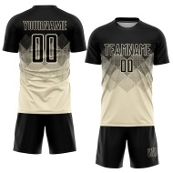Cream Jersey Black Sublimation Custom Uniform Soccer Cream Jersey Black Sublimation Custom Uniform Soccer