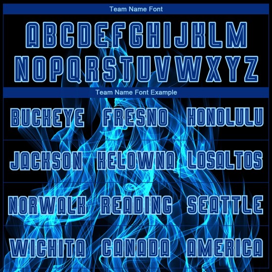 Blue Custom Flame Uniform Sublimation Royal-Light Black Jersey Soccer Blue Custom Flame Uniform Sublimation Royal-Light Black Jersey Soccer