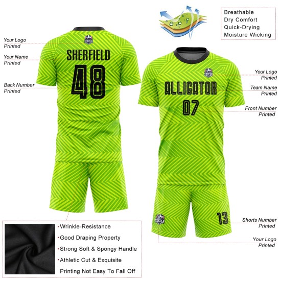 Custom Sublimation Uniform Jersey Black Soccer Green Neon Custom Sublimation Uniform Jersey Black Soccer Green Neon