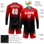 Soccer White-Black Red Fade Custom Sublimation Sleeve Fashion Uniform Long Jersey Soccer White-Black Red Fade Custom Sublimation Sleeve Fashion Uniform Long Jersey