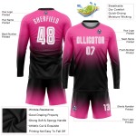 Custom Jersey Sleeve Pink White-Black Sublimation Fade Fashion Soccer Long Uniform Custom Jersey Sleeve Pink White-Black Sublimation Fade Fashion Soccer Long Uniform