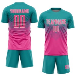 Uniform Sublimation Jersey Soccer Custom Teal Pink-Cream Uniform Sublimation Jersey Soccer Custom Teal Pink-Cream