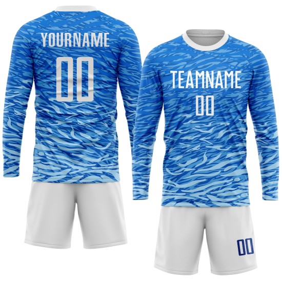 Soccer White Royal Uniform Custom Sublimation Jersey Soccer White Royal Uniform Custom Sublimation Jersey