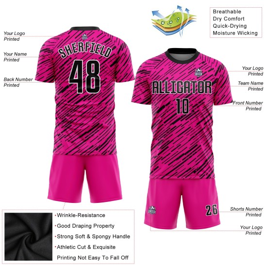 Sublimation Jersey Black-White Uniform Custom Soccer Pink Sublimation Jersey Black-White Uniform Custom Soccer Pink