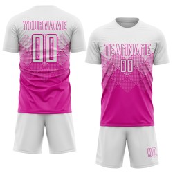 Uniform White Deep Pink Custom Sublimation Soccer Jersey Uniform White Deep Pink Custom Sublimation Soccer Jersey