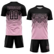 Custom Uniform Light Pink Jersey Sublimation Soccer Black Custom Uniform Light Pink Jersey Sublimation Soccer Black