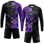 Pattern Uniform Custom Purple-Gray Sublimation Graffiti Jersey Black Scratch Soccer Pattern Uniform Custom Purple-Gray Sublimation Graffiti Jersey Black Scratch Soccer