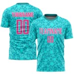 Soccer Pink-White Custom Sublimation Uniform Aqua Jersey Soccer Pink-White Custom Sublimation Uniform Aqua Jersey